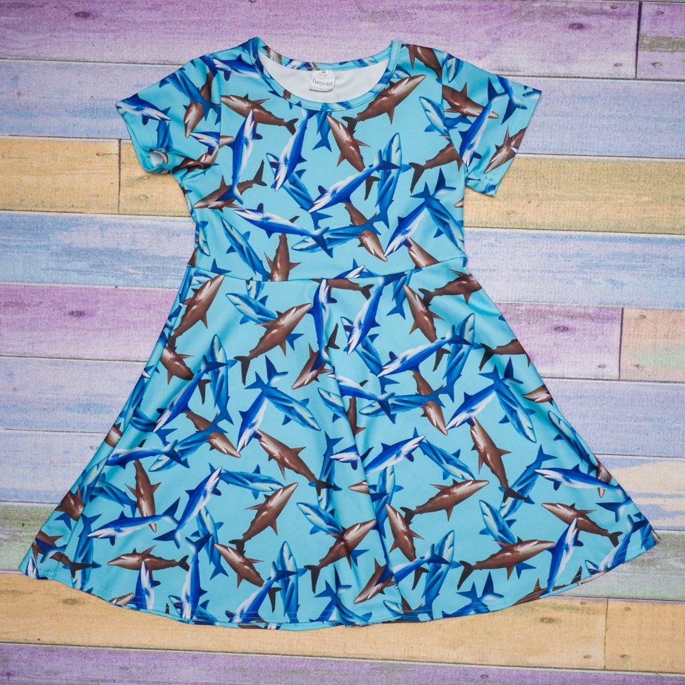 Girls Shark Themed Dress - Size 4/5
